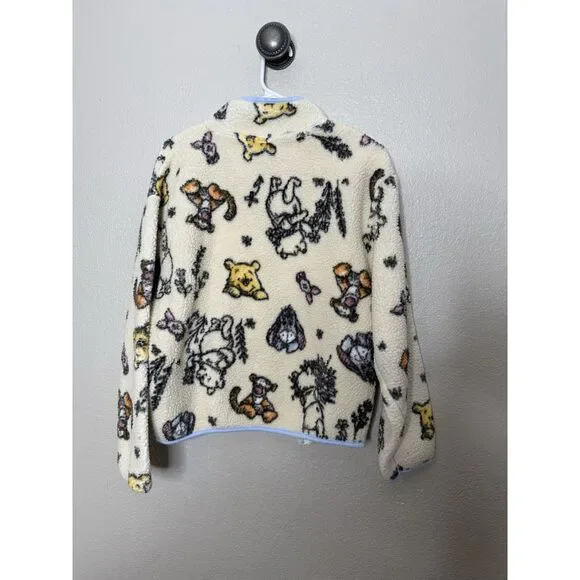 Disney Winnie The Pooh Jacket Womens S Sherpa Fleece 1/4 Zip Pullover Sweater - Picture 3 of 6